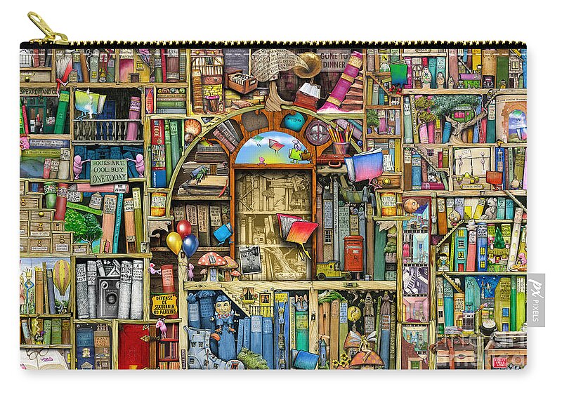 Colin Thompson Zip Pouch featuring the digital art Neverending Stories by MGL Meiklejohn Graphics Licensing