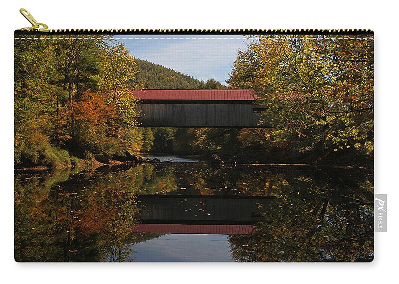 Coombs Covered Bridge Zip Pouch featuring the photograph New Hampshire Coombs Covered Bridge by Juergen Roth