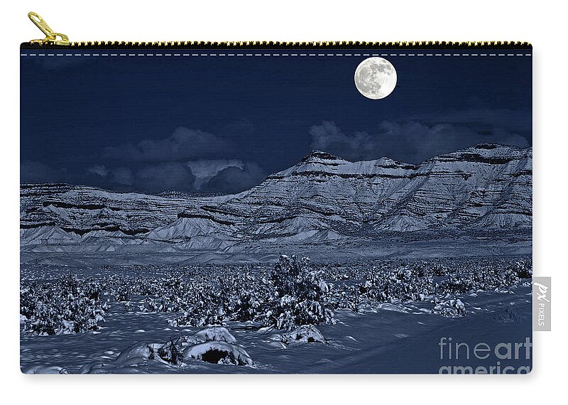 Colorado Zip Pouch featuring the photograph New moon over the Bookcliffs by Bob Hislop