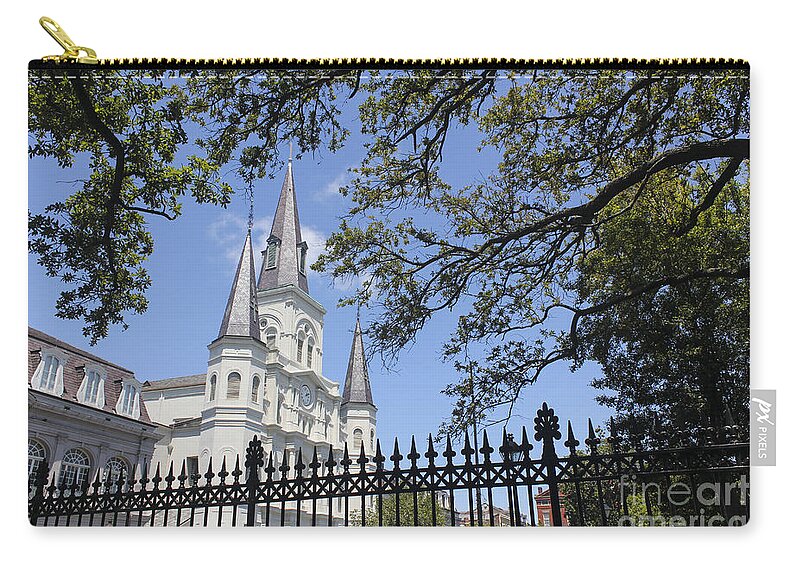 St Louis Cathedral In New Orleans Zip Pouch featuring the photograph St Louis cathedral in New Orleans New Orleans 18 by Carlos Diaz