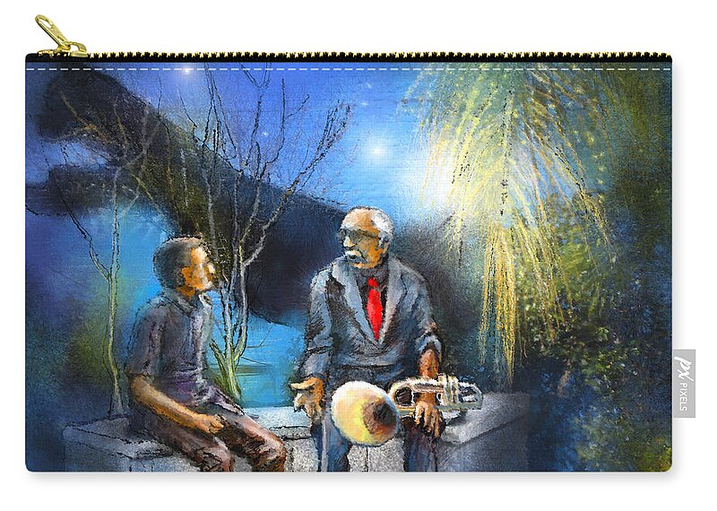 New Orleans Zip Pouch featuring the painting New Orleans Nights 02 by Miki De Goodaboom