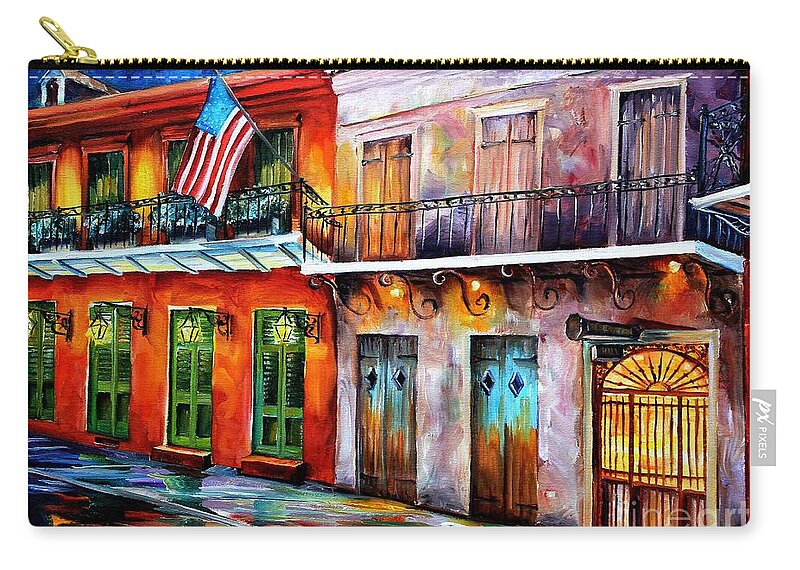 New Orleans Zip Pouch featuring the painting New Orleans' Preservation Hall by Diane Millsap