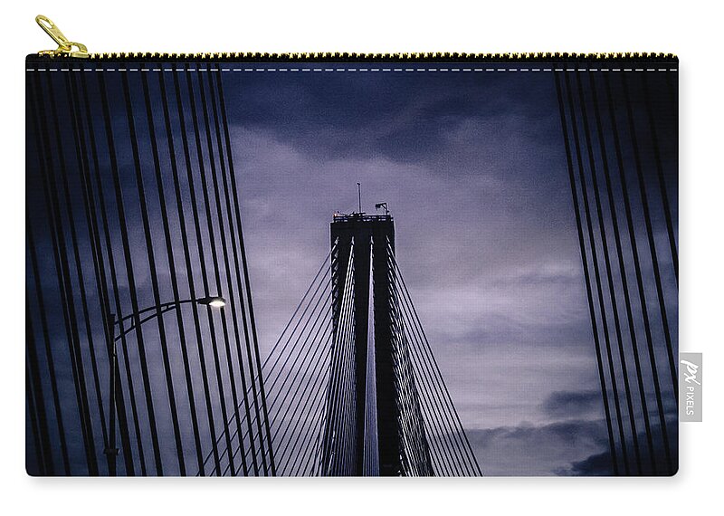 River Zip Pouch featuring the photograph New Port Mann bridge abstract by Eti Reid