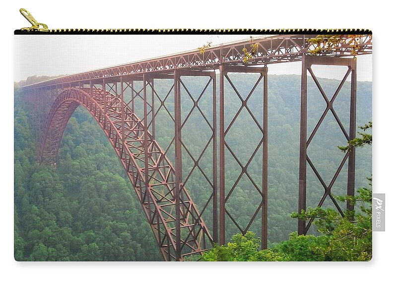 West Virginia Zip Pouch featuring the photograph New River Gorge Bridge  by Lars Lentz