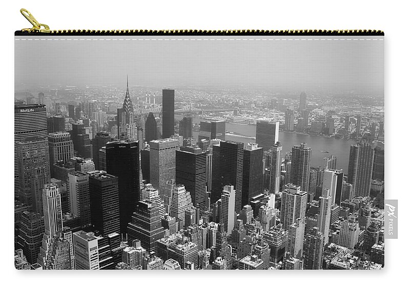 Nyc Zip Pouch featuring the photograph New York City Black and White by Debra Forand