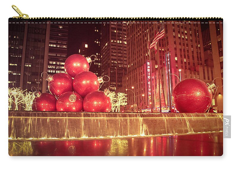 New York City Zip Pouch featuring the photograph New York City Holiday Decorations by Vivienne Gucwa