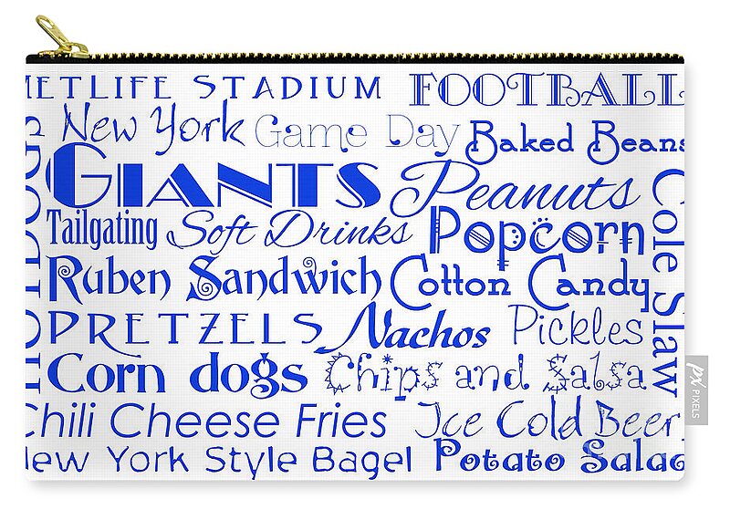 Andee Design Football Zip Pouch featuring the digital art New York Giants Game Day Food 1 by Andee Design