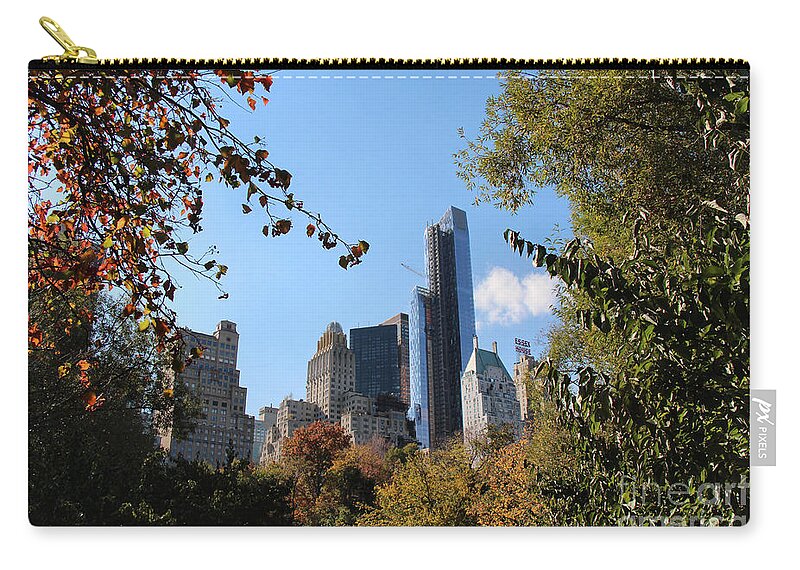 New York Zip Pouch featuring the photograph New York in the Fall by Rory Siegel