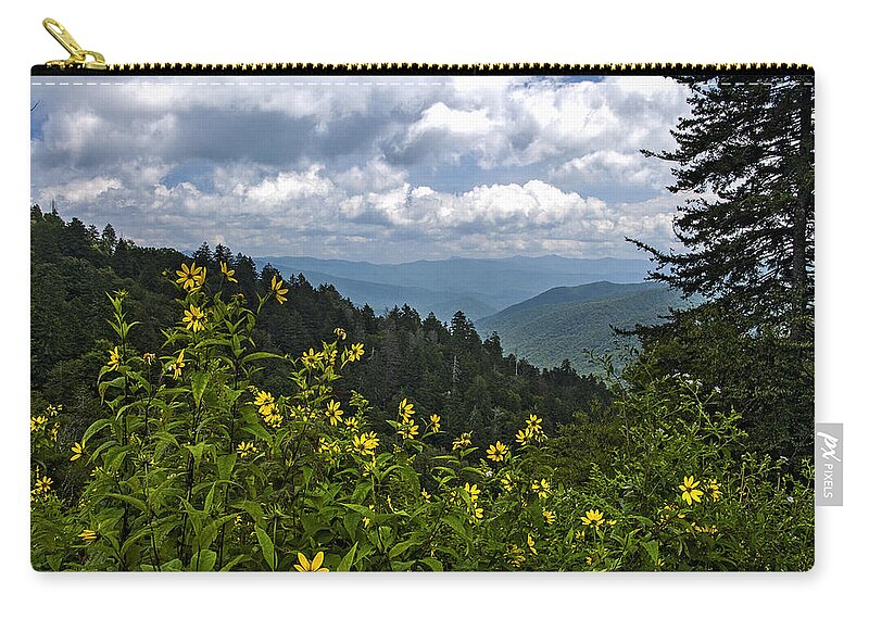 Smokies Zip Pouch featuring the photograph Newfound Gap Asters by Carol Erikson