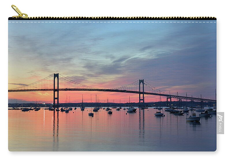 Scenics Zip Pouch featuring the photograph Newport Bridge At Sunrise by Aimintang