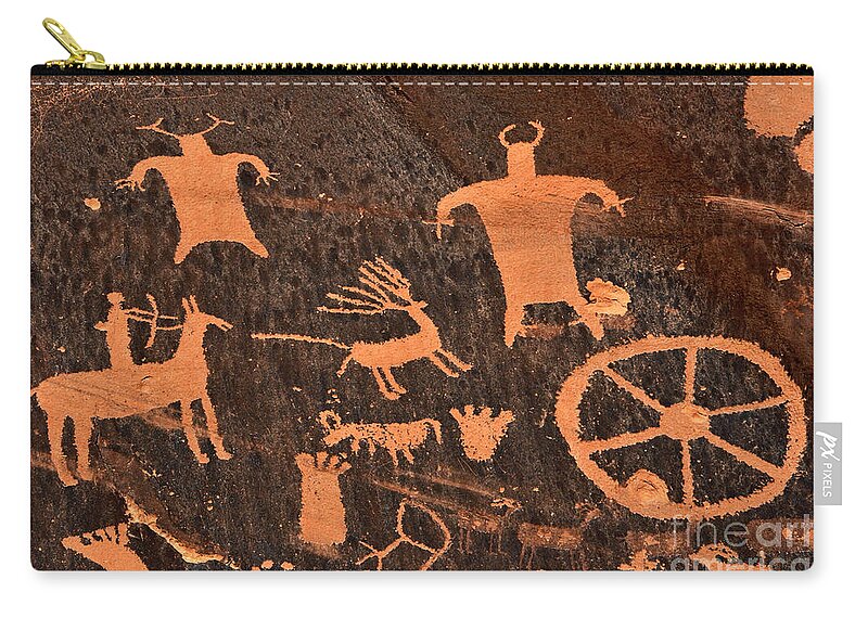 Petroglyphs Zip Pouch featuring the photograph Newspaper Rock Close-up by Gary Whitton