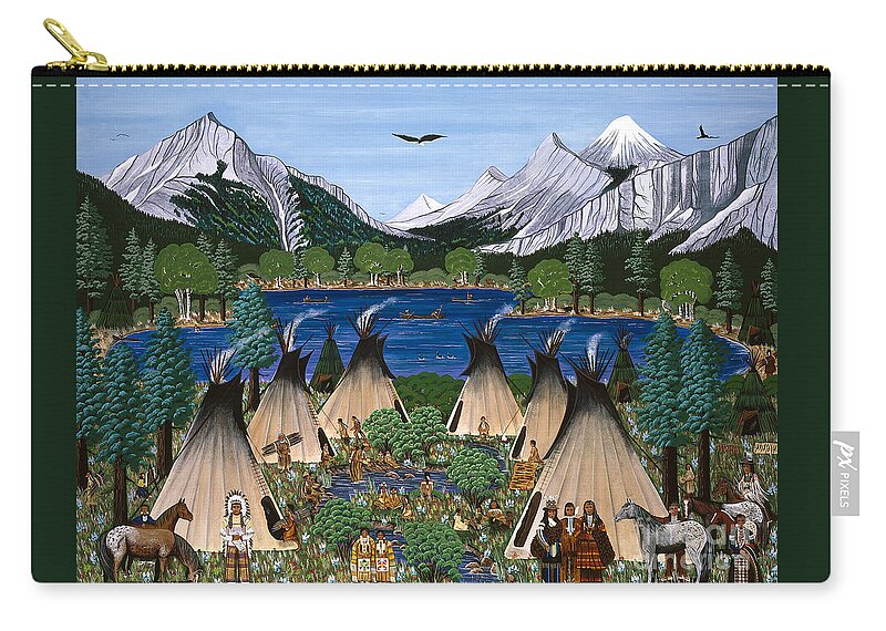 Native American Zip Pouch featuring the painting Nez Perce Wallowa Lake by Jennifer Lake