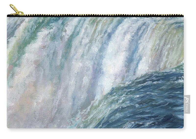 Niagara Zip Pouch featuring the painting Niagara Falls by David Stribbling