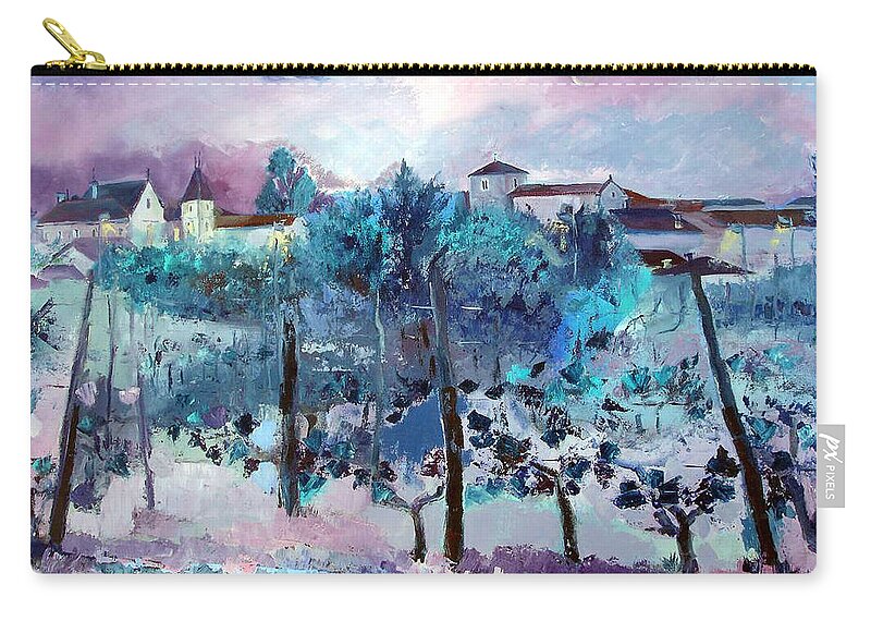 Landscape Zip Pouch featuring the painting Night at Fleac by Kim PARDON