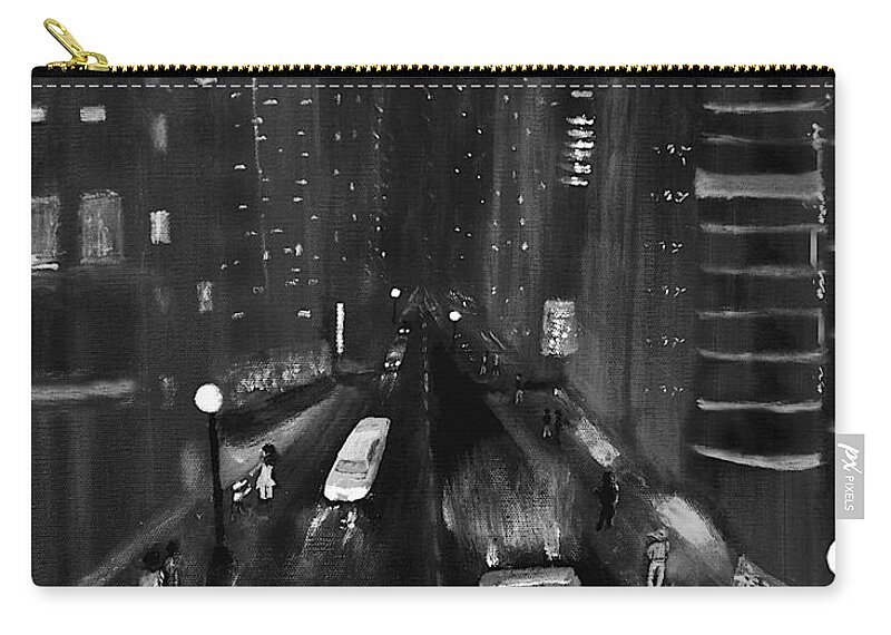Night Zip Pouch featuring the painting Night City Scape by Dick Bourgault