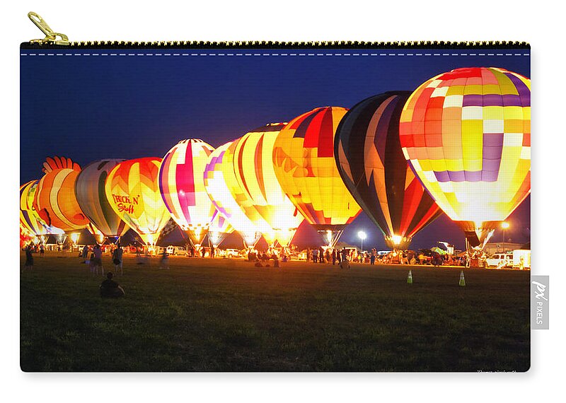 Night Zip Pouch featuring the photograph Night Glow Hot Air Balloons by Thomas Woolworth