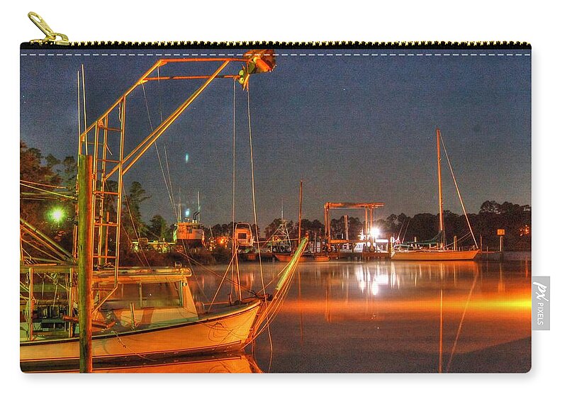 Alabama Zip Pouch featuring the digital art Night in the Harbor by Michael Thomas