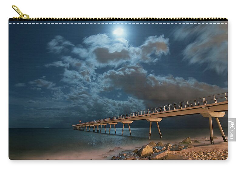 Tranquility Zip Pouch featuring the photograph Night Mood In Badalona by Vanesa Ruiz Iniesta