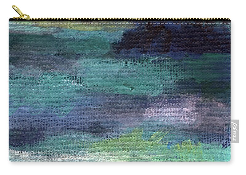 Abstract Painting Zip Pouch featuring the painting Night Swim- abstract art by Linda Woods