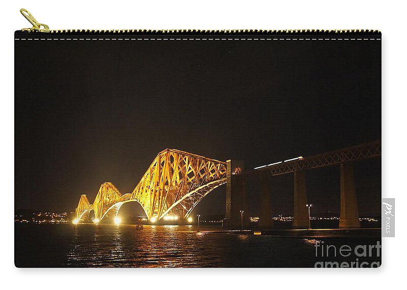 Night Lights Zip Pouch featuring the photograph Night train by Elena Perelman