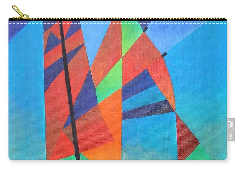 Sailboat Zip Pouch featuring the painting Nightboat by Taiche Acrylic Art