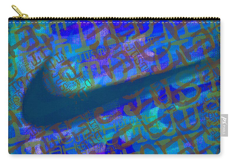 Nike Zip Pouch featuring the painting Nike Just Did It Blue by Tony Rubino