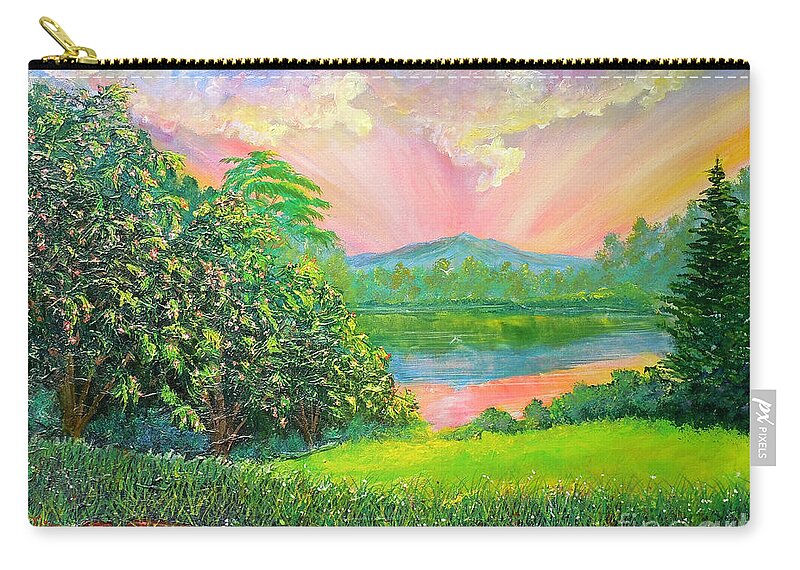 Nixon Zip Pouch featuring the painting Nixon' Majestic Day At Gregg's Pond by Lee Nixon