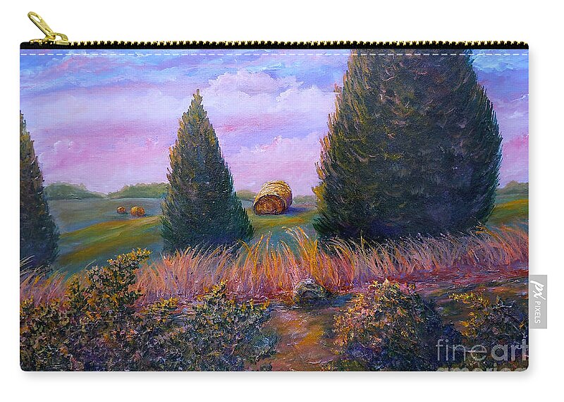 Landscape Zip Pouch featuring the painting Nixon's Early Morning View On Old Rapidan Road by Lee Nixon