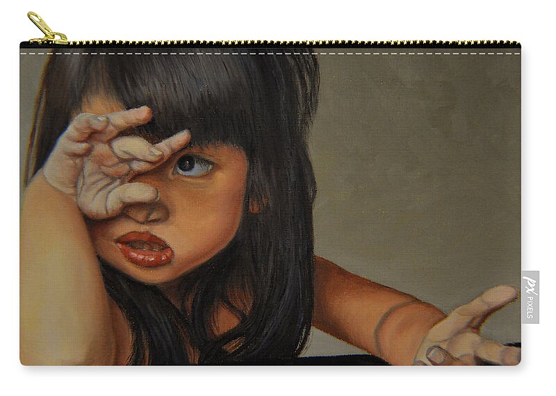 Portrait Zip Pouch featuring the painting No by Thu Nguyen