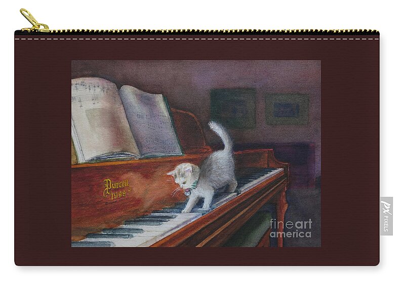 Watercolor Zip Pouch featuring the painting Nocturnal Notes by Joan Coffey