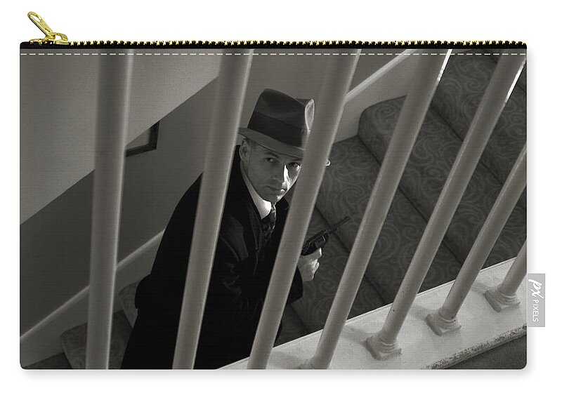 Film Noir Zip Pouch featuring the photograph Noir by Sad Hill - Bizarre Los Angeles Archive
