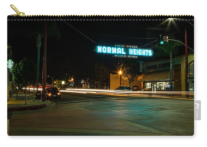 Normal Heights Zip Pouch featuring the photograph Normal Heights Neon by John Daly