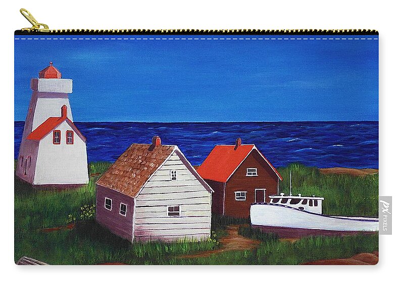 North Rustico Zip Pouch featuring the painting North Rustico - Prince Edwards Island by Anastasiya Malakhova