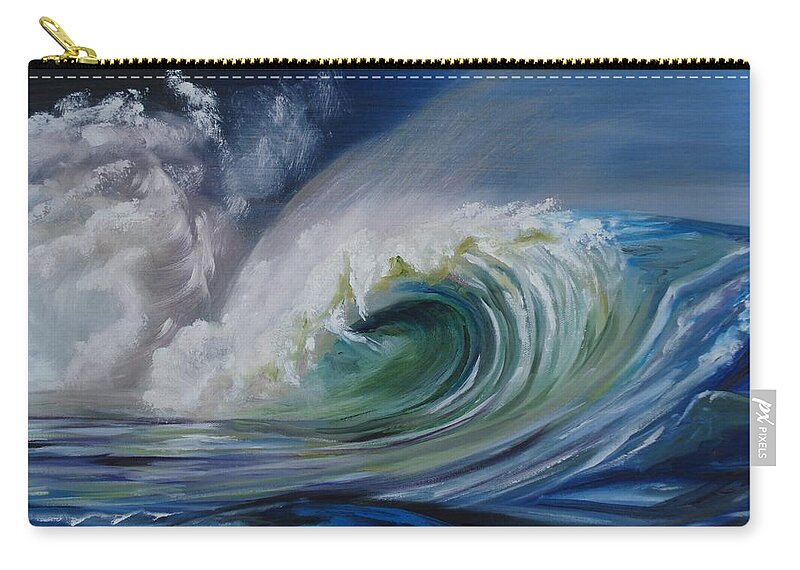 Wave Zip Pouch featuring the painting North Shore Curl by Donna Tuten