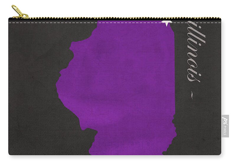 Northwestern University Zip Pouch featuring the mixed media Northwestern University Wildcats Evanston Illinois College Town State Map Poster Series No 080 by Design Turnpike