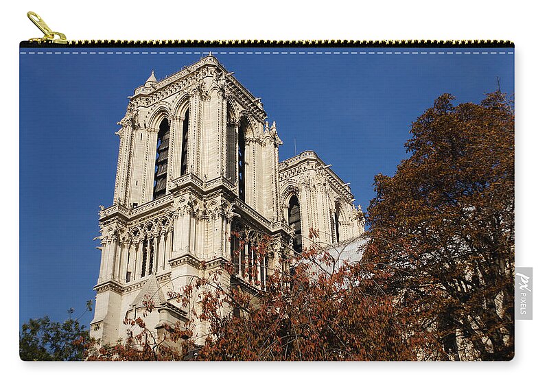 Notre Dame De Paris Zip Pouch featuring the photograph Notre-Dame de Paris - French Gothic Elegance in the Heart of Paris France by Georgia Mizuleva