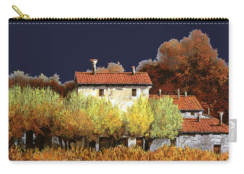 Vineyard Zip Pouch featuring the painting Notte In Campagna by Guido Borelli