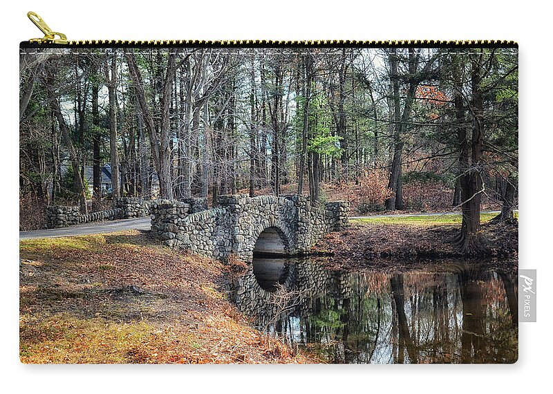 Bridge Zip Pouch featuring the photograph November Reflections by Tricia Marchlik