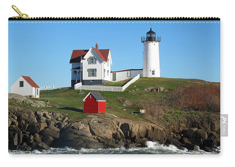 Seascape Carry-all Pouch featuring the photograph Nubble Lighthouse One by Barbara McDevitt