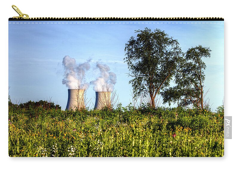 Byron Nuclear Plant Hdr Zip Pouch featuring the photograph Nuclear HDR4 by Josh Bryant