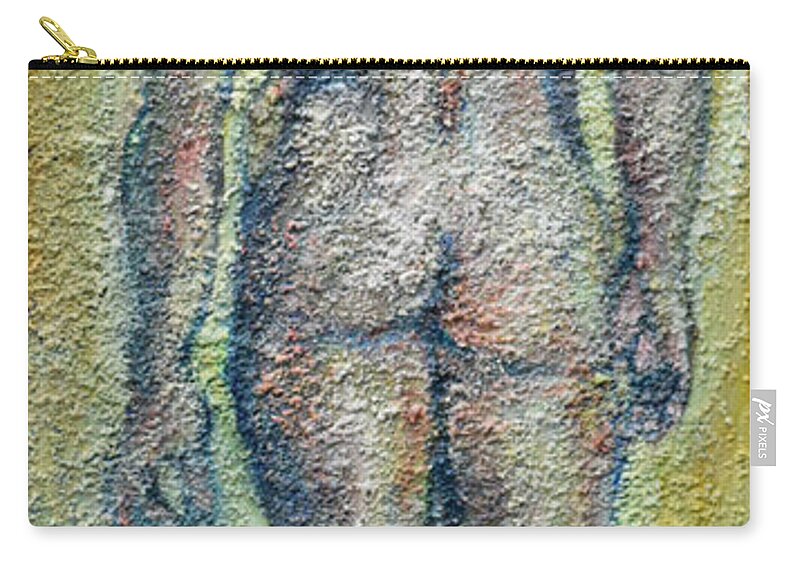 Oil And Sand On Canvas Zip Pouch featuring the painting Nude Brunet by Raija Merila