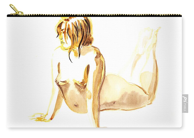 Nude Zip Pouch featuring the painting Nude Model Gesture IV by Irina Sztukowski