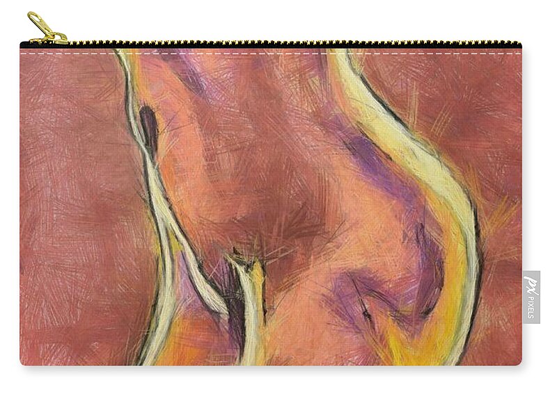 Female Nude Zip Pouch featuring the drawing Nude VI by Dragica Micki Fortuna