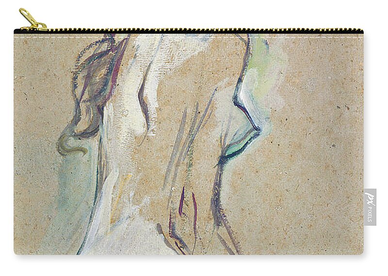 Nude Young Girl Zip Pouch featuring the drawing Nude Young Girl by Henri de Toulouse-Lautrec