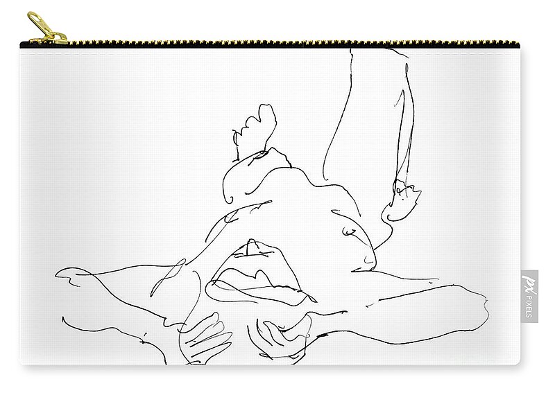 Male Zip Pouch featuring the drawing Nude_Male_Drawings-22 by Gordon Punt