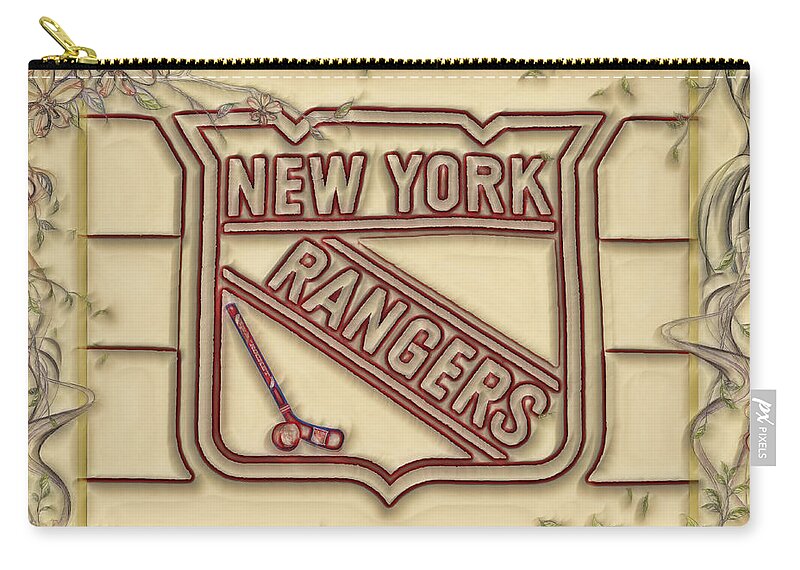 Ny Rangers Zip Pouch featuring the digital art NY Rangers-1 by Nina Bradica