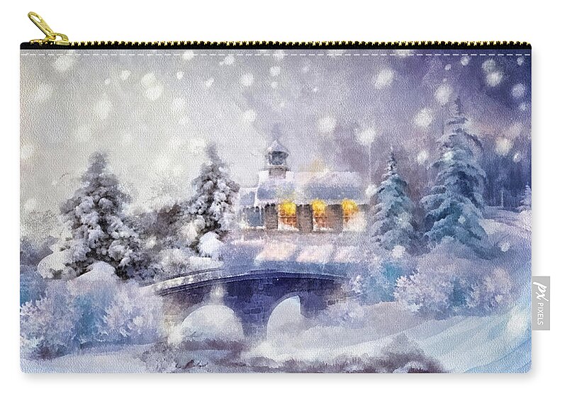 O Holy Night Zip Pouch featuring the painting O Holy Night by Mo T
