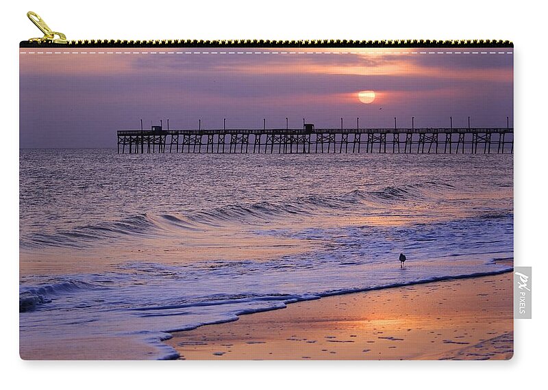 Oak Island Zip Pouch featuring the photograph Oak Island Sunset by Nick Noble