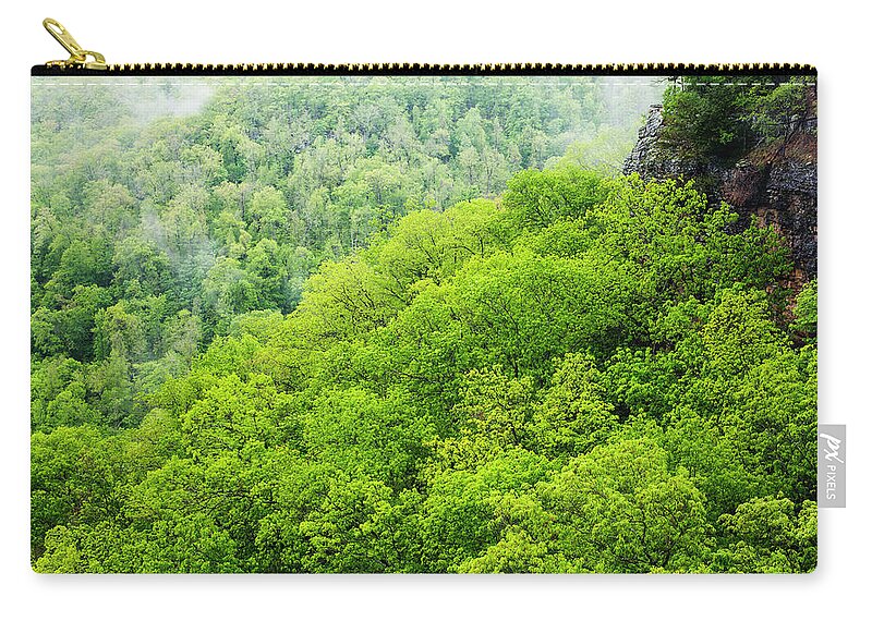 Oak Woodland Zip Pouch featuring the photograph Oak Tree Forest In The Buffalo National by Wesley Hitt