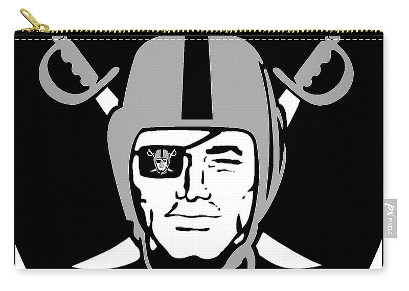 Nfl Zip Pouch featuring the painting Oakland Raiders by Tony Rubino